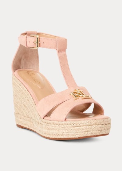 Sandalias Ralph Lauren Mujer Rosas / Beige - Hale Suede - IQHOU5417